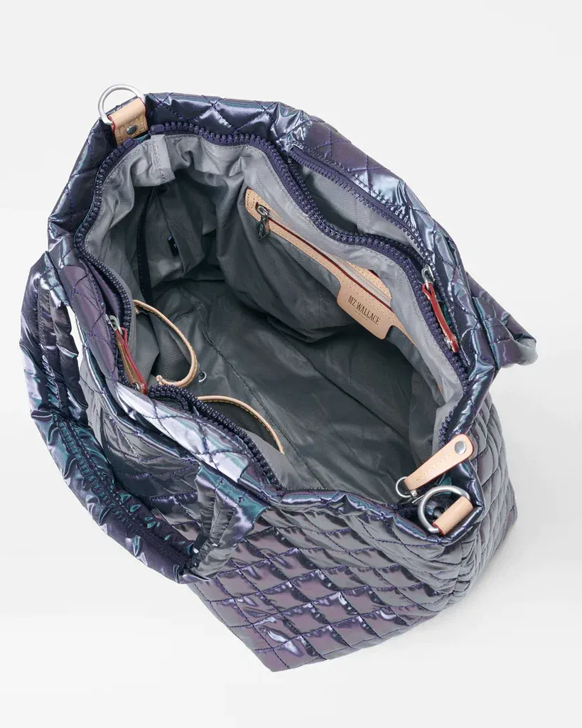 MZ WALLACE DELUXE METRO TOTE IN METALLIC GEMSTONE IRIDESCENT