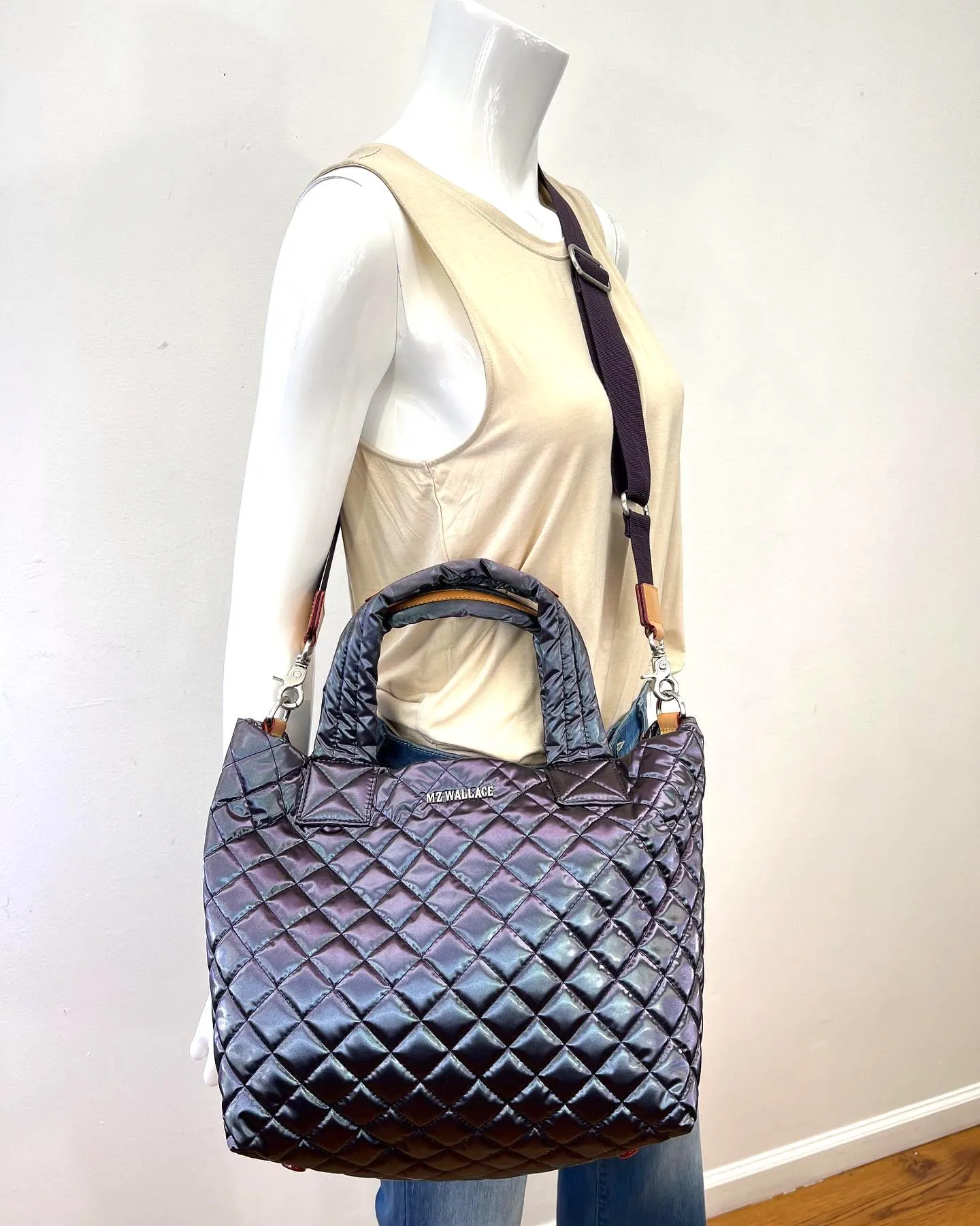 MZ WALLACE DELUXE METRO TOTE IN METALLIC GEMSTONE IRIDESCENT