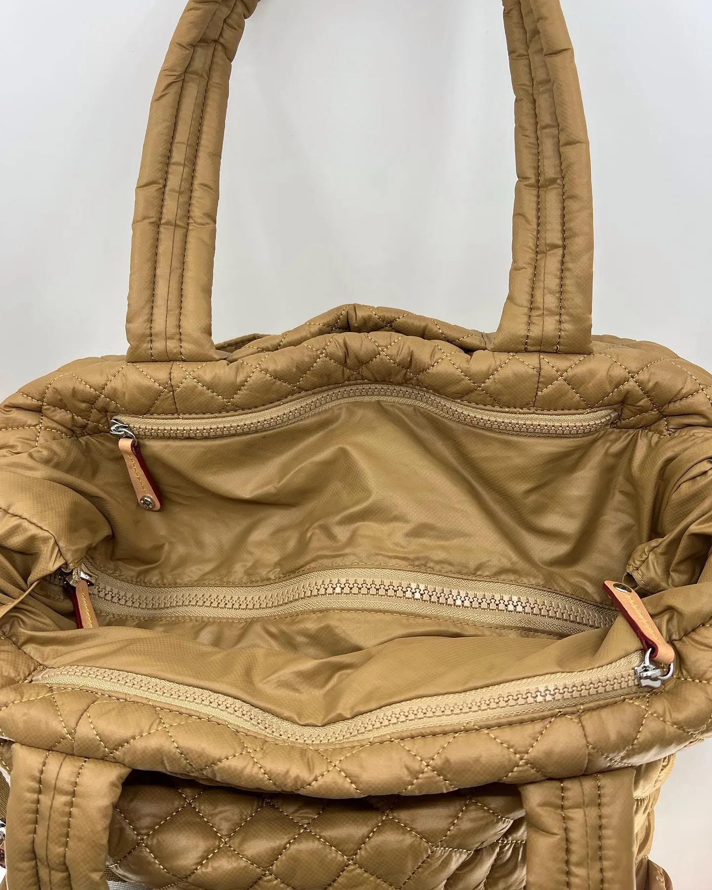 MZ WALLACE METRO DELUXE TOTE BAG IN CARAMEL