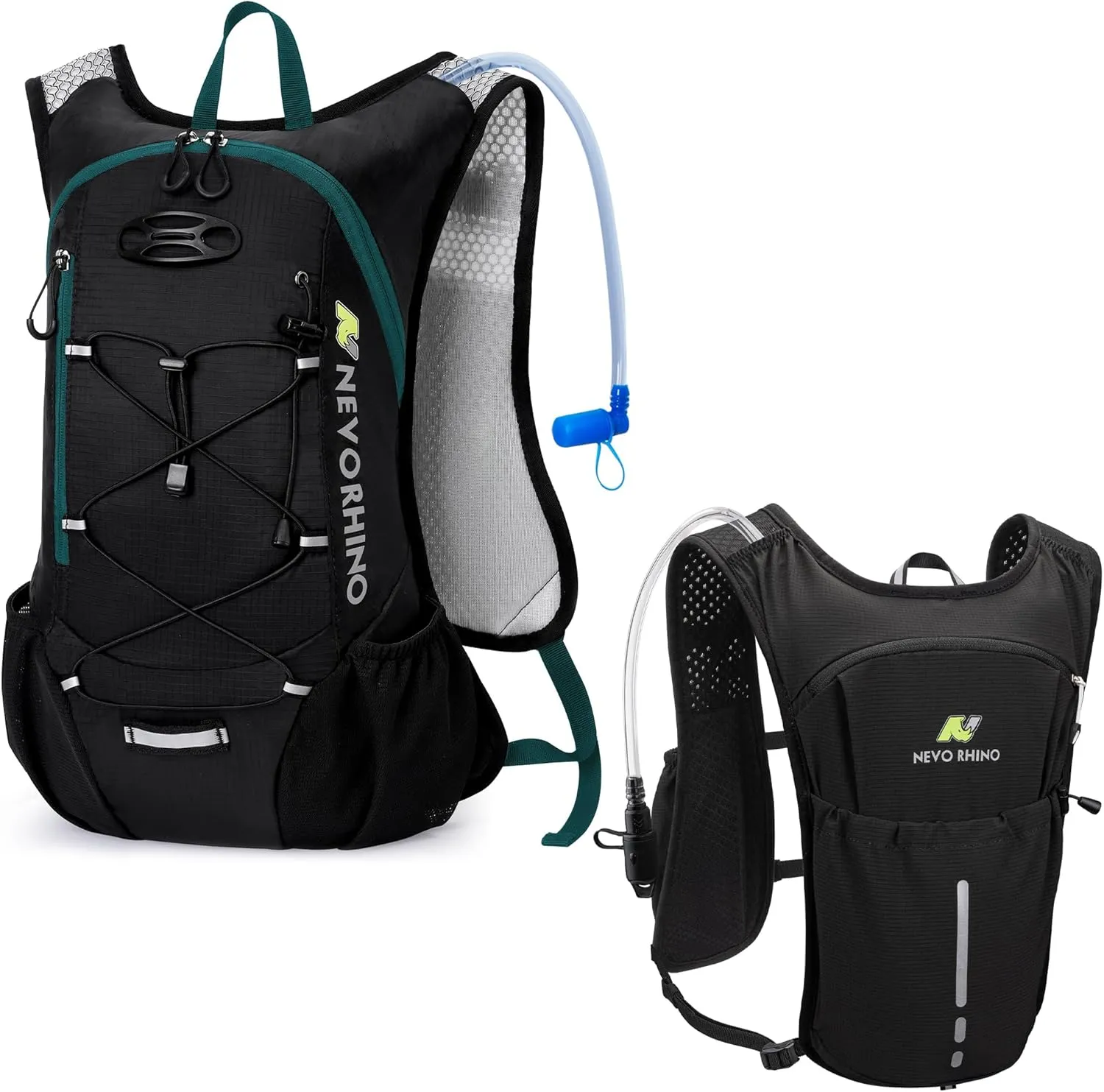 N NEVO RHINO Water Backpack Pack with 2L Water Bladder, Running Vest with 1.5L Water Bladder, Hydration Water Vest for Hiking, Trail Running, Marathons, Cycling