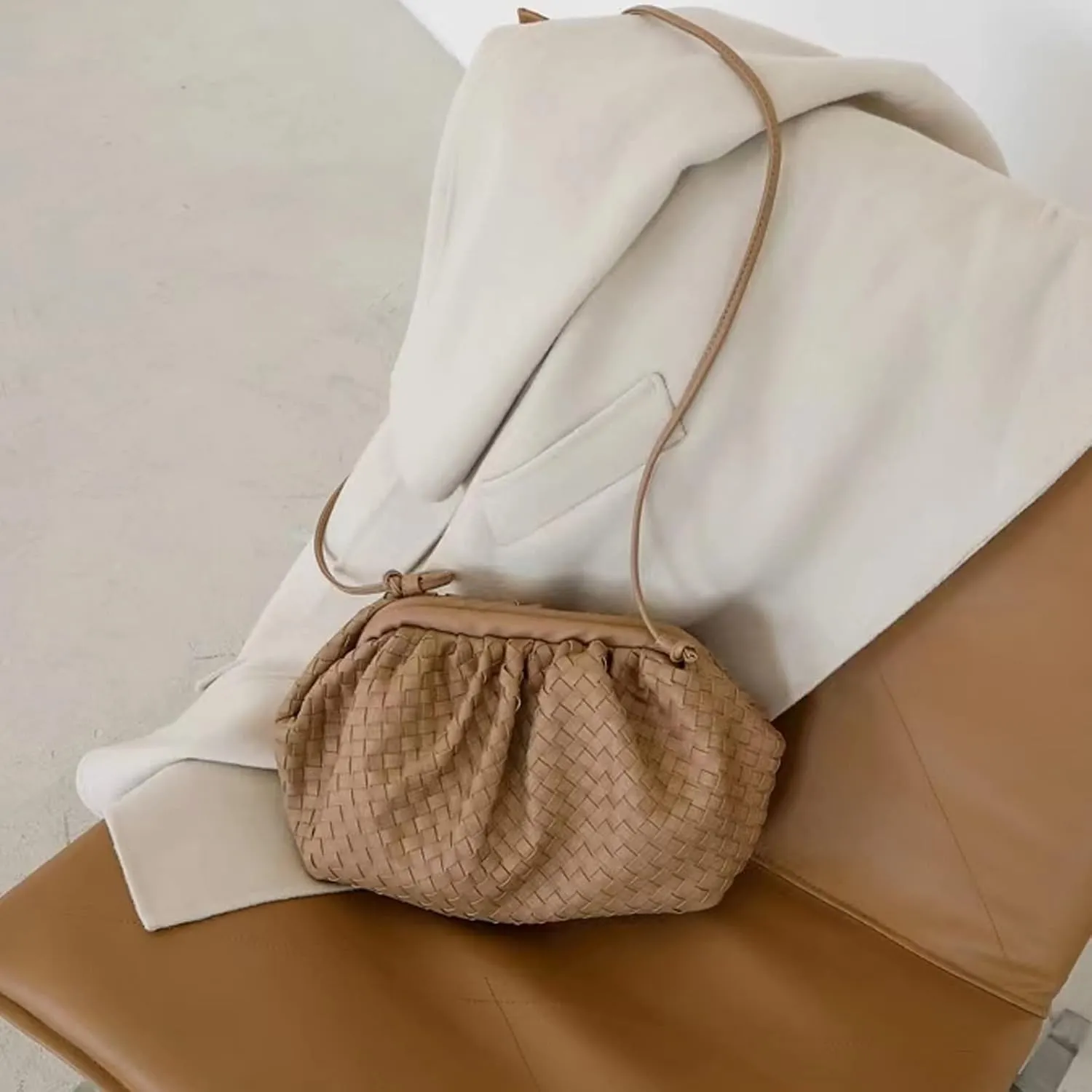 NAARIIAN Woven Crossbody Bags for Women Evening Clutch Hobo Cloud Purse Designer Handbags for Ladies