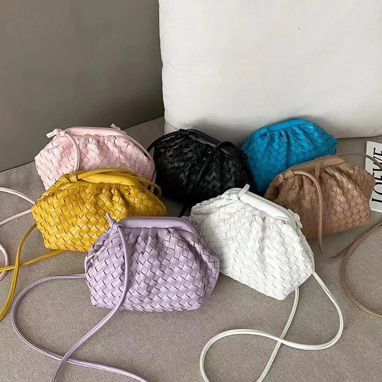 NAARIIAN Woven Crossbody Bags for Women Evening Clutch Hobo Cloud Purse Designer Handbags for Ladies