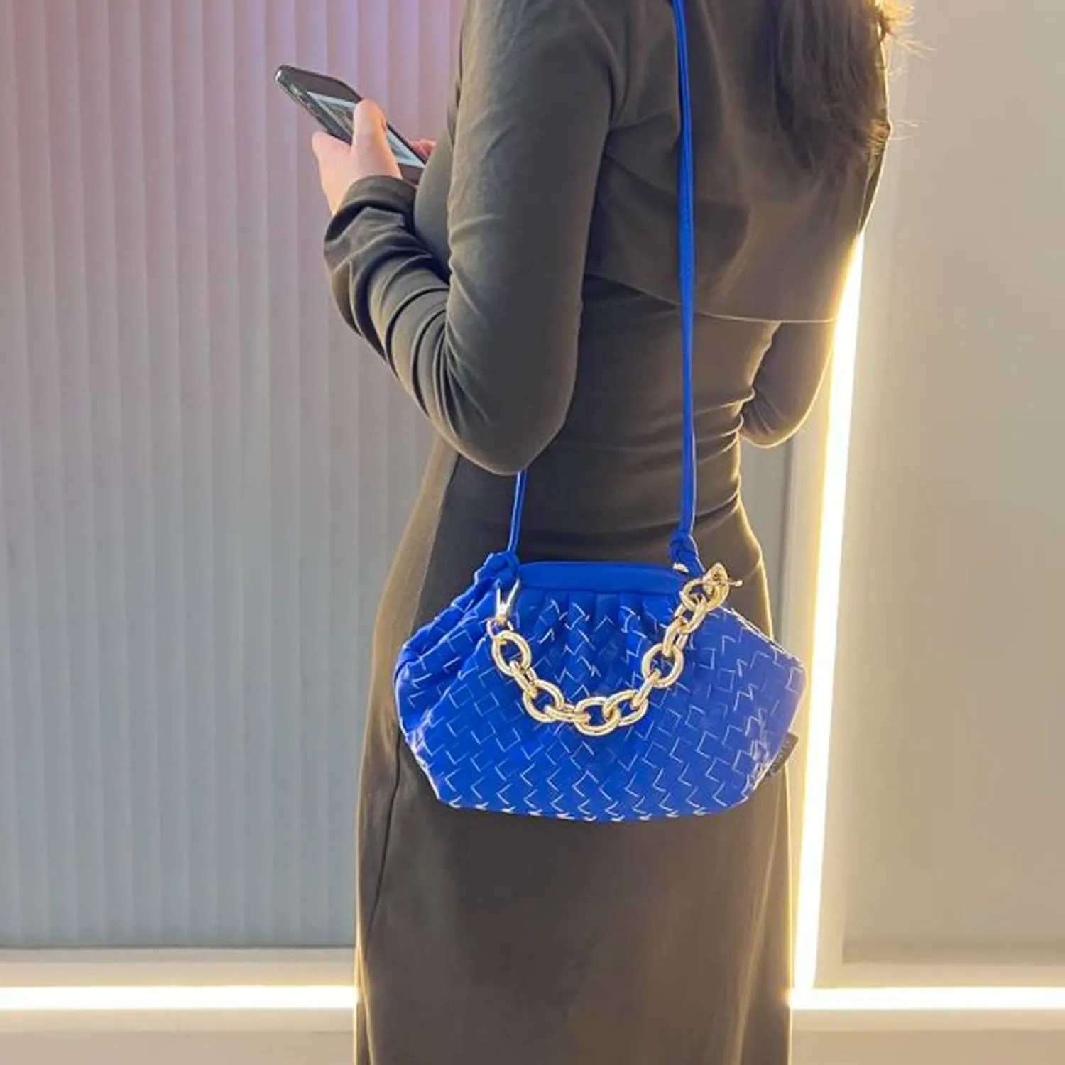 NAARIIAN Woven Crossbody Bags for Women Evening Clutch Hobo Cloud Purse Designer Handbags for Ladies