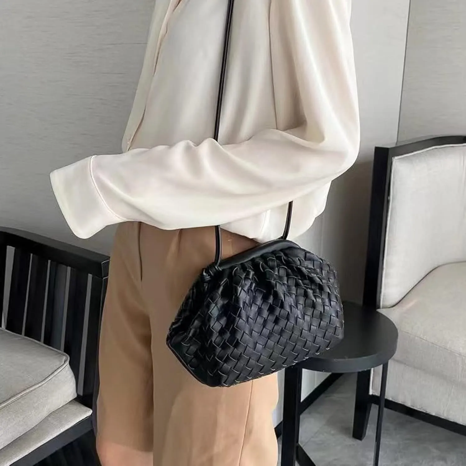NAARIIAN Woven Crossbody Bags for Women Evening Clutch Hobo Cloud Purse Designer Handbags for Ladies