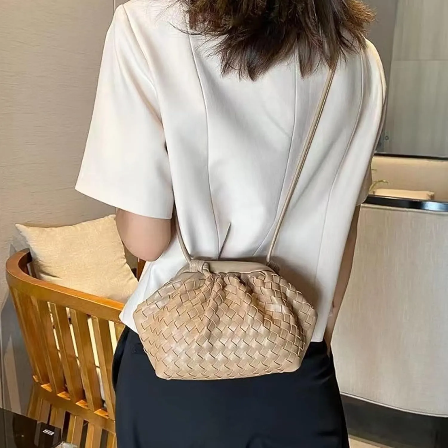 NAARIIAN Woven Crossbody Bags for Women Evening Clutch Hobo Cloud Purse Designer Handbags for Ladies
