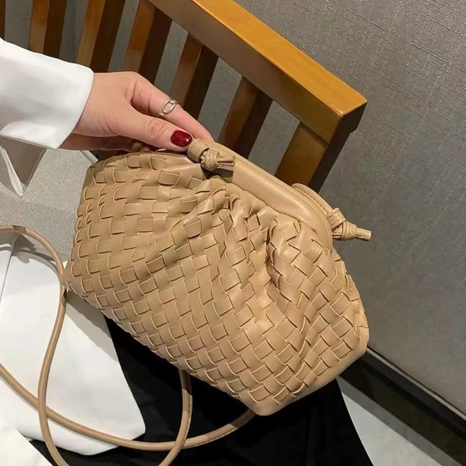 NAARIIAN Woven Crossbody Bags for Women Evening Clutch Hobo Cloud Purse Designer Handbags for Ladies