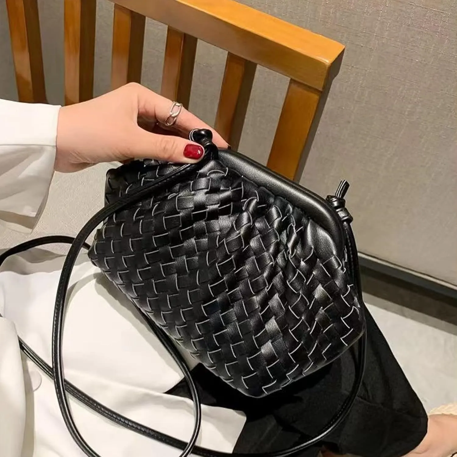 NAARIIAN Woven Crossbody Bags for Women Evening Clutch Hobo Cloud Purse Designer Handbags for Ladies