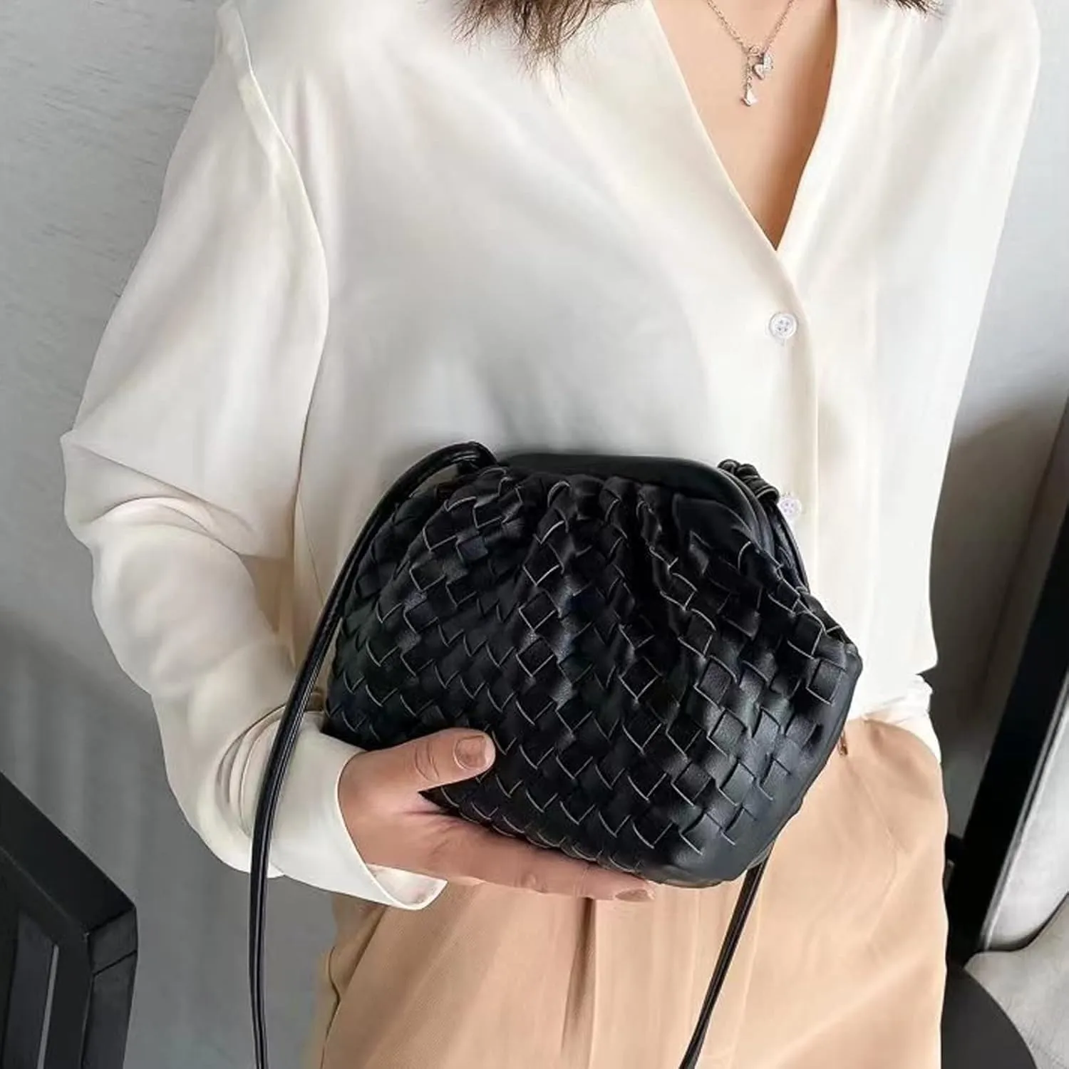NAARIIAN Woven Crossbody Bags for Women Evening Clutch Hobo Cloud Purse Designer Handbags for Ladies