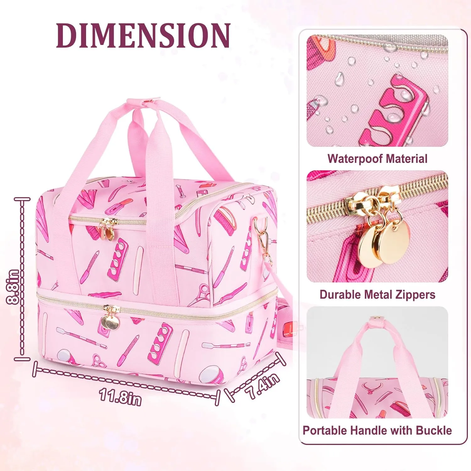 Nail Polish Organizer Case - Large Double Layer Organizers and Storage Bag for Nail Supplies and Art Tech