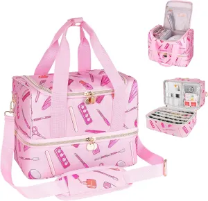 Nail Polish Organizer Case - Large Double Layer Organizers and Storage Bag for Nail Supplies and Art Tech