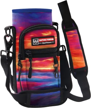 NATURE PIONEOR Water Bottle Holder with Strap for 25oz/32oz/40oz/64oz, Water Bottle Carrier Bag with Phone Pocket Crossbody