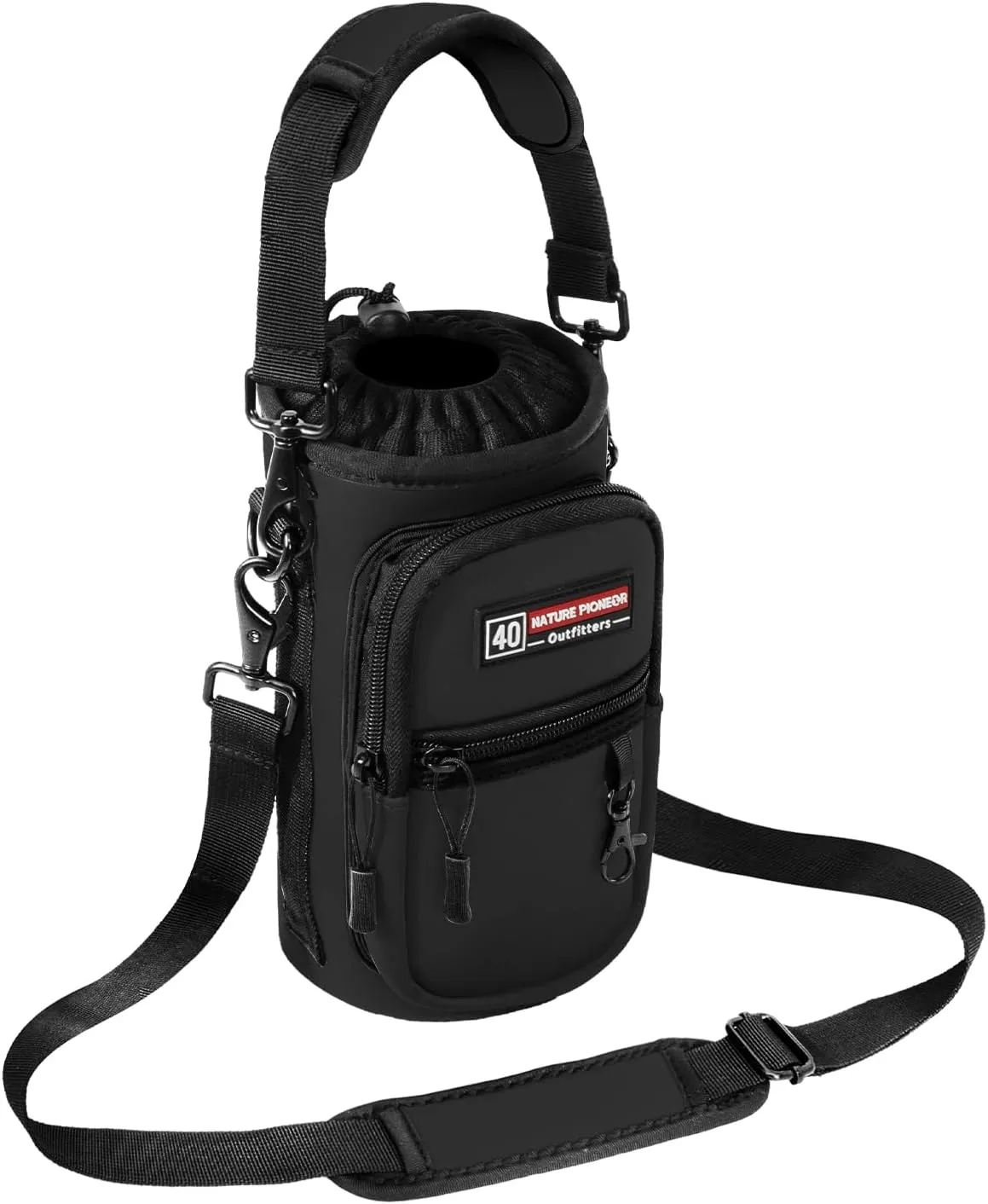 NATURE PIONEOR Water Bottle Holder with Strap,Water Bottle Carrier Bag Sling Sleeve with Adjustable Shoulder Strap & Handle and Large Phone Pocket for Walking,Hiking,Travelling for 25oz/32oz/40oz/64oz