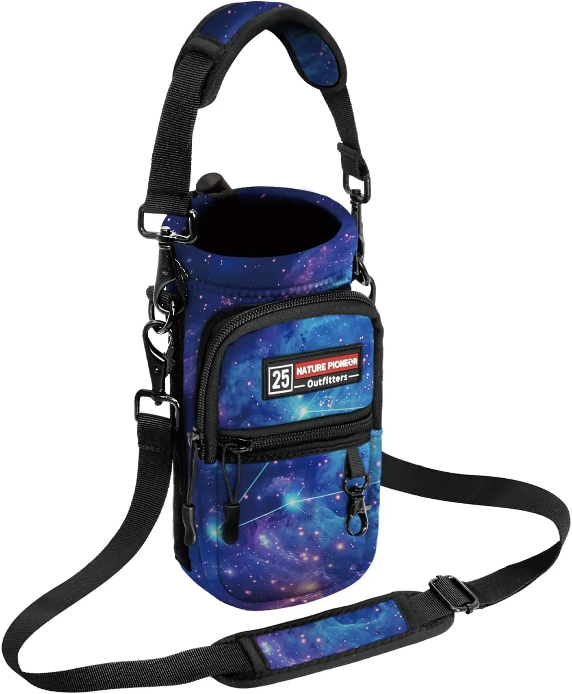 NATURE PIONEOR Water Bottle Holder with Strap,Water Bottle Carrier Bag Sling Sleeve with Adjustable Shoulder Strap & Handle and Large Phone Pocket for Walking,Hiking,Travelling for 25oz/32oz/40oz/64oz