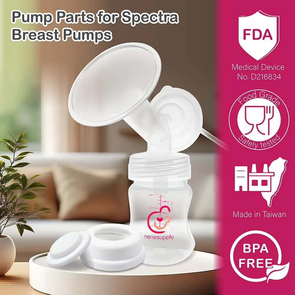 Nenesupply Pump Parts Compatible with Spectra S2 S1 9 Plus Breast Pump to Replace Spectra Pump Parts S2 Accessories Flange 24mm Duckbill Valve Tubing Bottles Backflow Protector