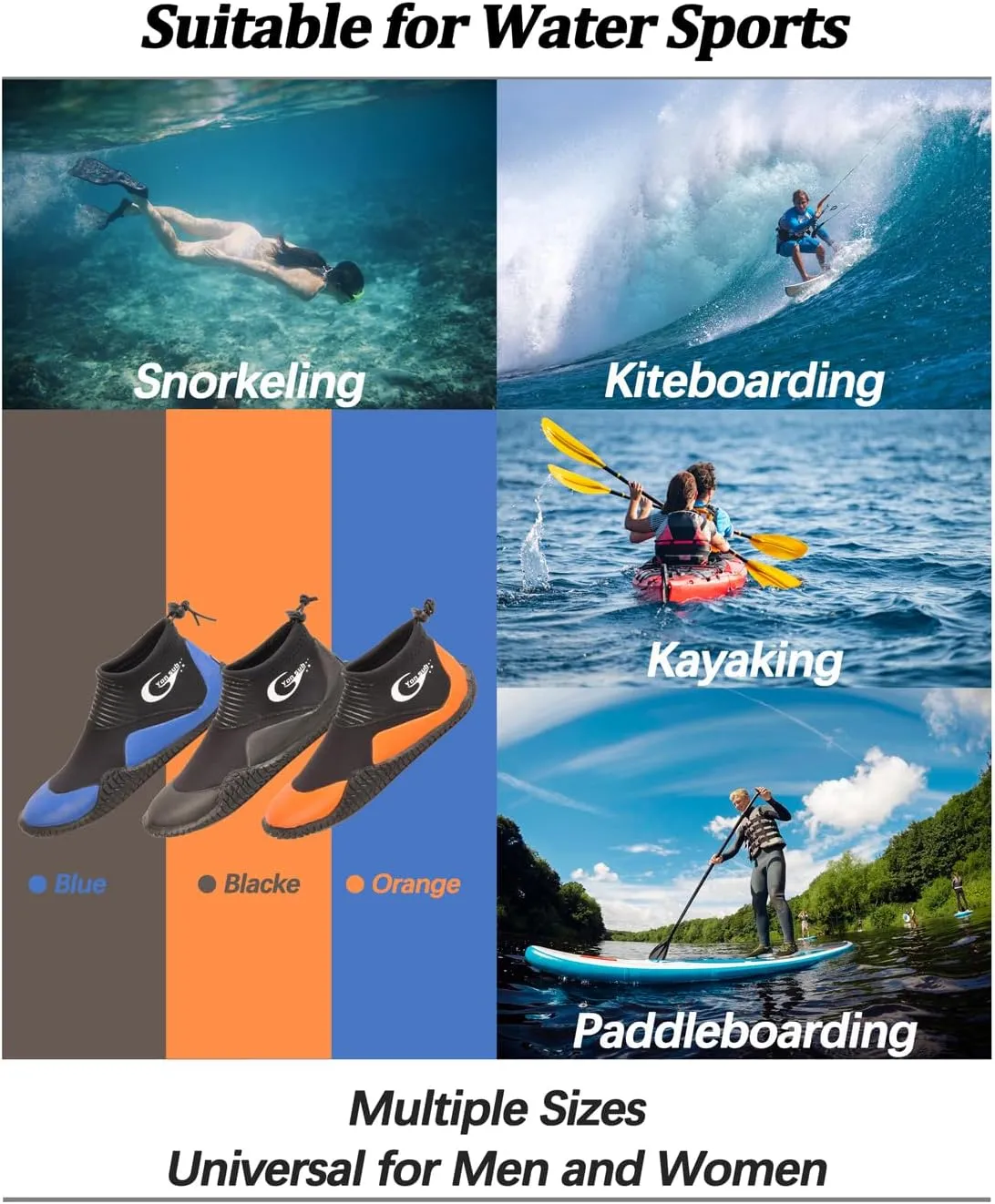 Neoprene Dive Boots, Scuba Diving Surf Wetsuit Booties for Men Women 3MM, Water Fin Shoes Sailing Boots with Anti-Slip Premium Rubber Sole for Water Sports Snorkeling