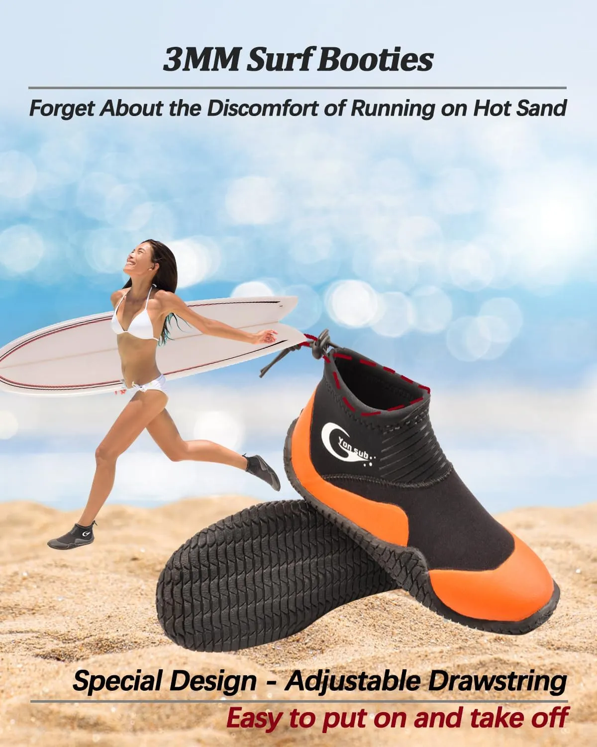 Neoprene Dive Boots, Scuba Diving Surf Wetsuit Booties for Men Women 3MM, Water Fin Shoes Sailing Boots with Anti-Slip Premium Rubber Sole for Water Sports Snorkeling