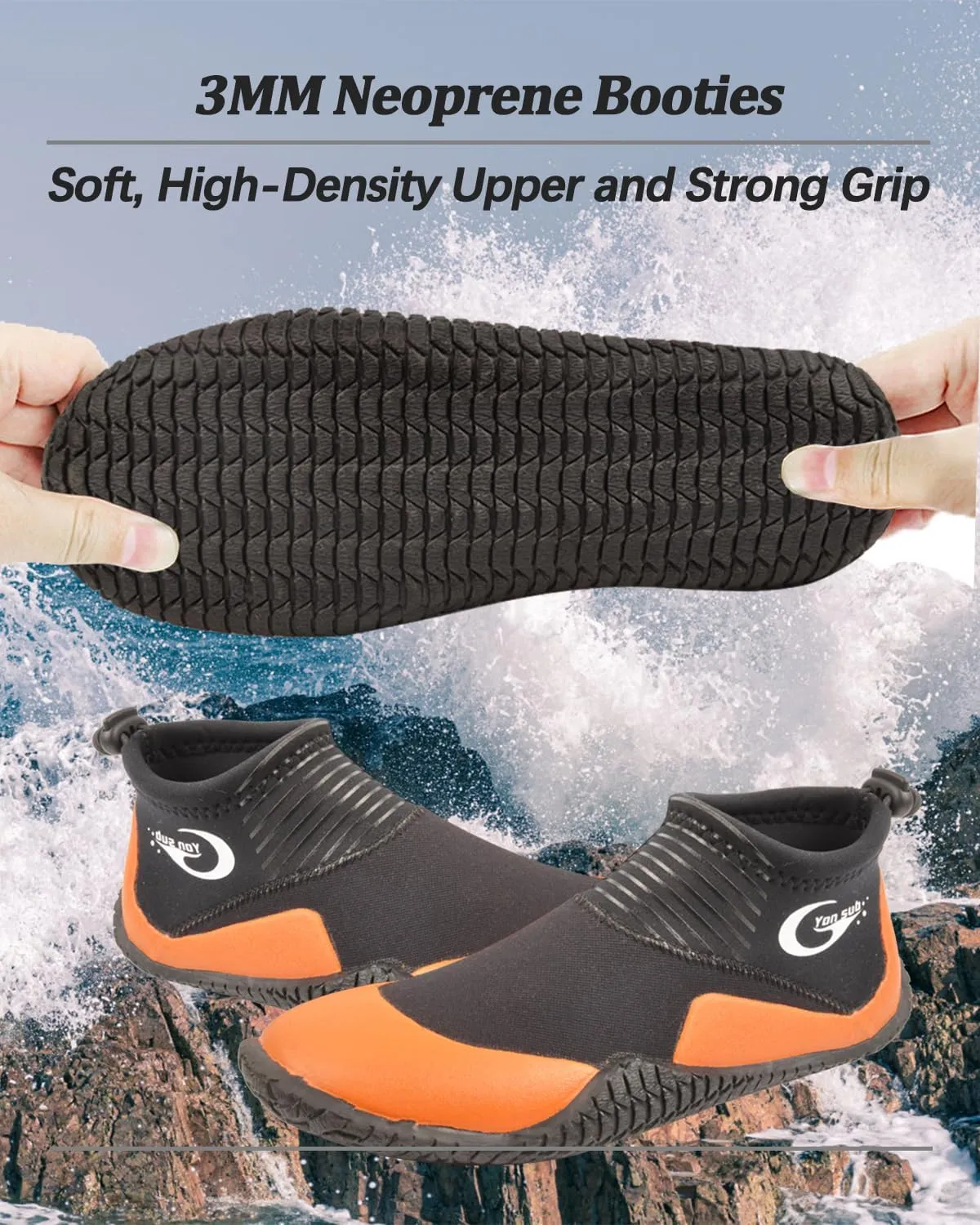Neoprene Dive Boots, Scuba Diving Surf Wetsuit Booties for Men Women 3MM, Water Fin Shoes Sailing Boots with Anti-Slip Premium Rubber Sole for Water Sports Snorkeling