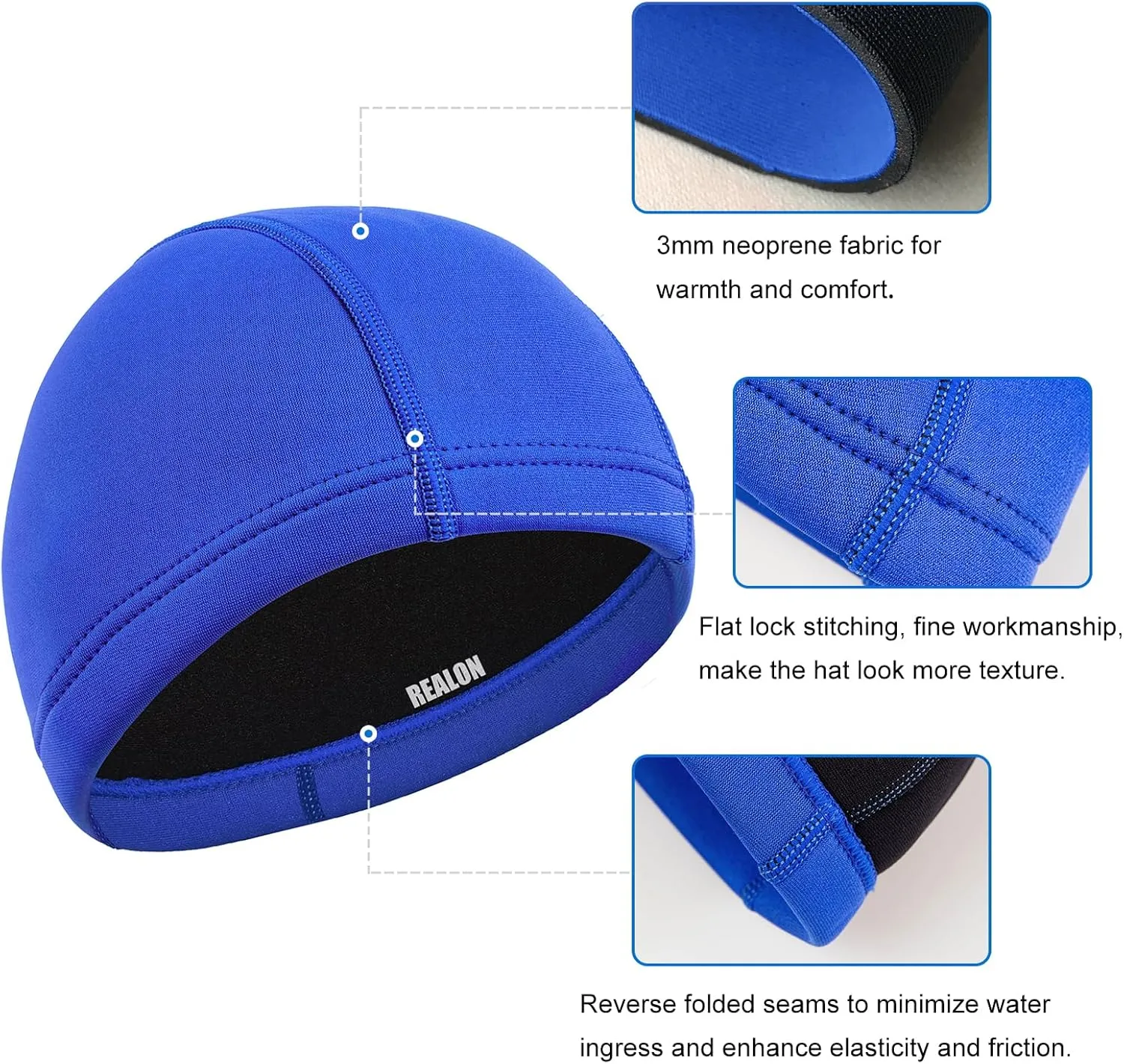 Neoprene Diving Hood Wetsuit Cap for Men Women and Youth 3mm Thermal Scuba Headband Swim Beanie, Long Hair Protection Hat for Swimming Surfing Windsurfing Snorkeling Water Sports