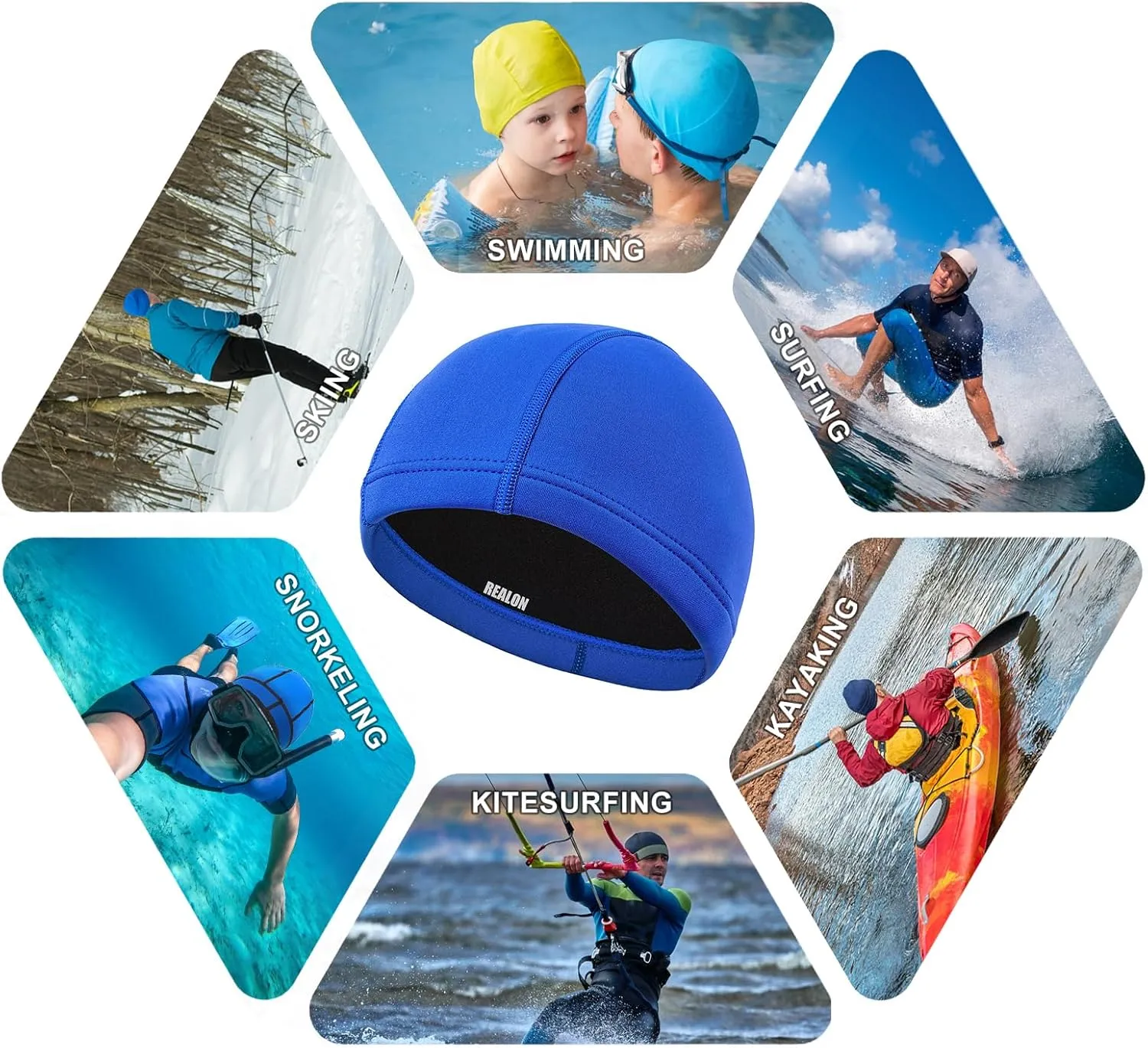 Neoprene Diving Hood Wetsuit Cap for Men Women and Youth 3mm Thermal Scuba Headband Swim Beanie, Long Hair Protection Hat for Swimming Surfing Windsurfing Snorkeling Water Sports