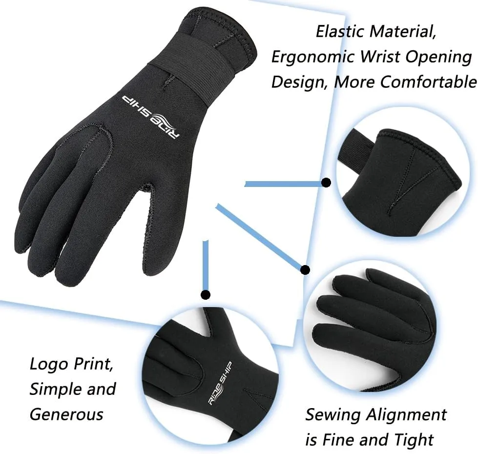 Neoprene Gloves Scuba Diving Gloves Wetsuit Dive Gloves for Men Women Kids, 3MM 5MM Flexible Anti Slip Thermal Five Finger Surfing Glove for Spearfishing Paddling Kayaking Swimming