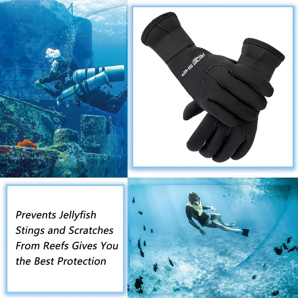 Neoprene Gloves Scuba Diving Gloves Wetsuit Dive Gloves for Men Women Kids, 3MM 5MM Flexible Anti Slip Thermal Five Finger Surfing Glove for Spearfishing Paddling Kayaking Swimming