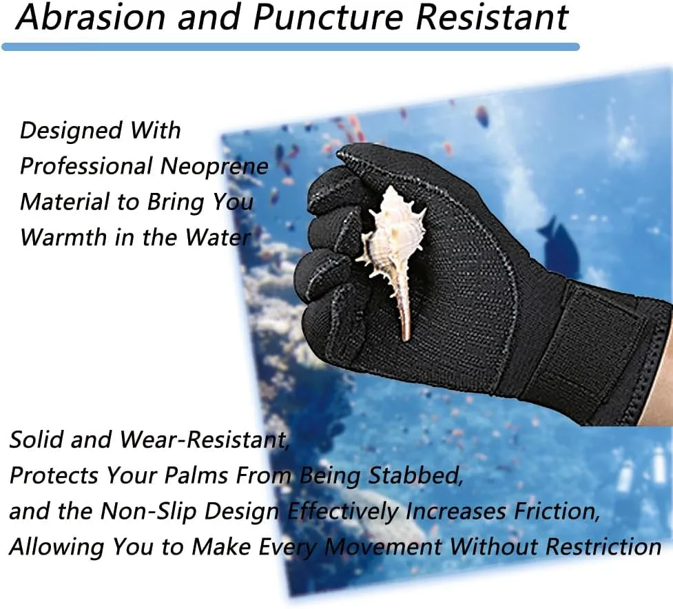 Neoprene Gloves Scuba Diving Gloves Wetsuit Dive Gloves for Men Women Kids, 3MM 5MM Flexible Anti Slip Thermal Five Finger Surfing Glove for Spearfishing Paddling Kayaking Swimming