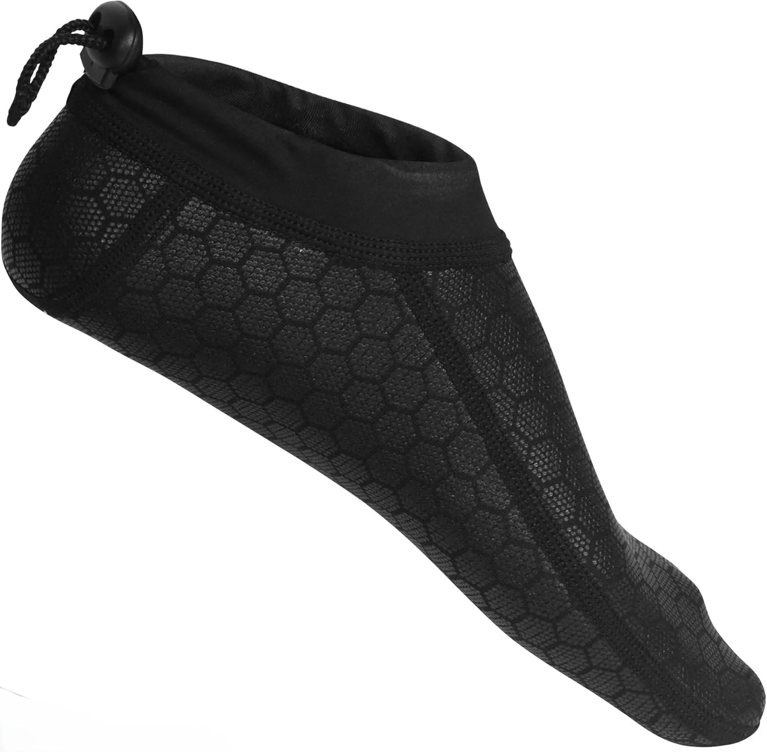 Neoprene Reef Booties with Ankle Drawstring - 1.0mm Thick Water Socks for Surfing, Wakeboarding, Waterskiing & All Watersports - Non-Slip, Secure Fit, and Lightweight Black