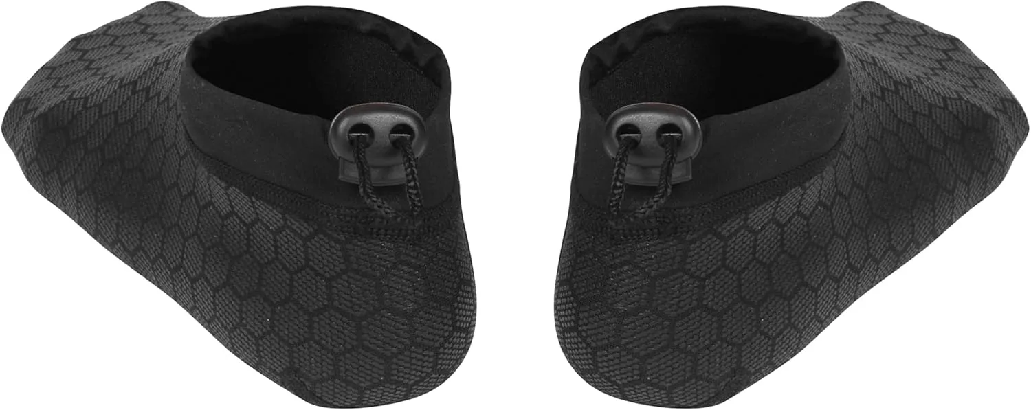 Neoprene Reef Booties with Ankle Drawstring - 1.0mm Thick Water Socks for Surfing, Wakeboarding, Waterskiing & All Watersports - Non-Slip, Secure Fit, and Lightweight Black
