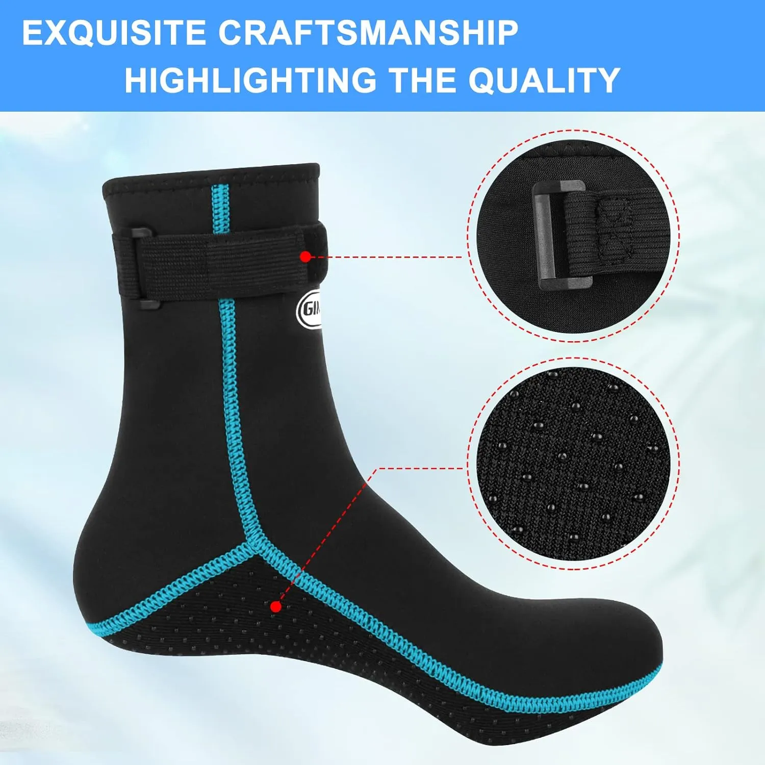 Neoprene Socks, 3MM Water Socks for Women Men, Diving Wetsuit Sock for Beach Volleyball Snorkeling Surfing