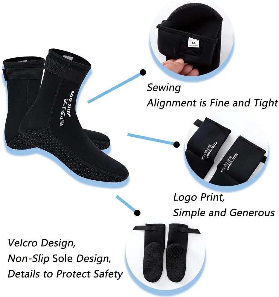 Neoprene Socks Diving Scuba Socks Wetsuit Fin Booties for Men Women, 3MM Surfing Sock Thermal Flexible Anti Slip for Swimming