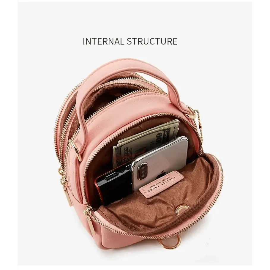 New Versatile Big Capacity 3 Layer Women Backpack Fashionable Small Backpack For Ladies Soft Leather Shoulder Crossbody bag for Female