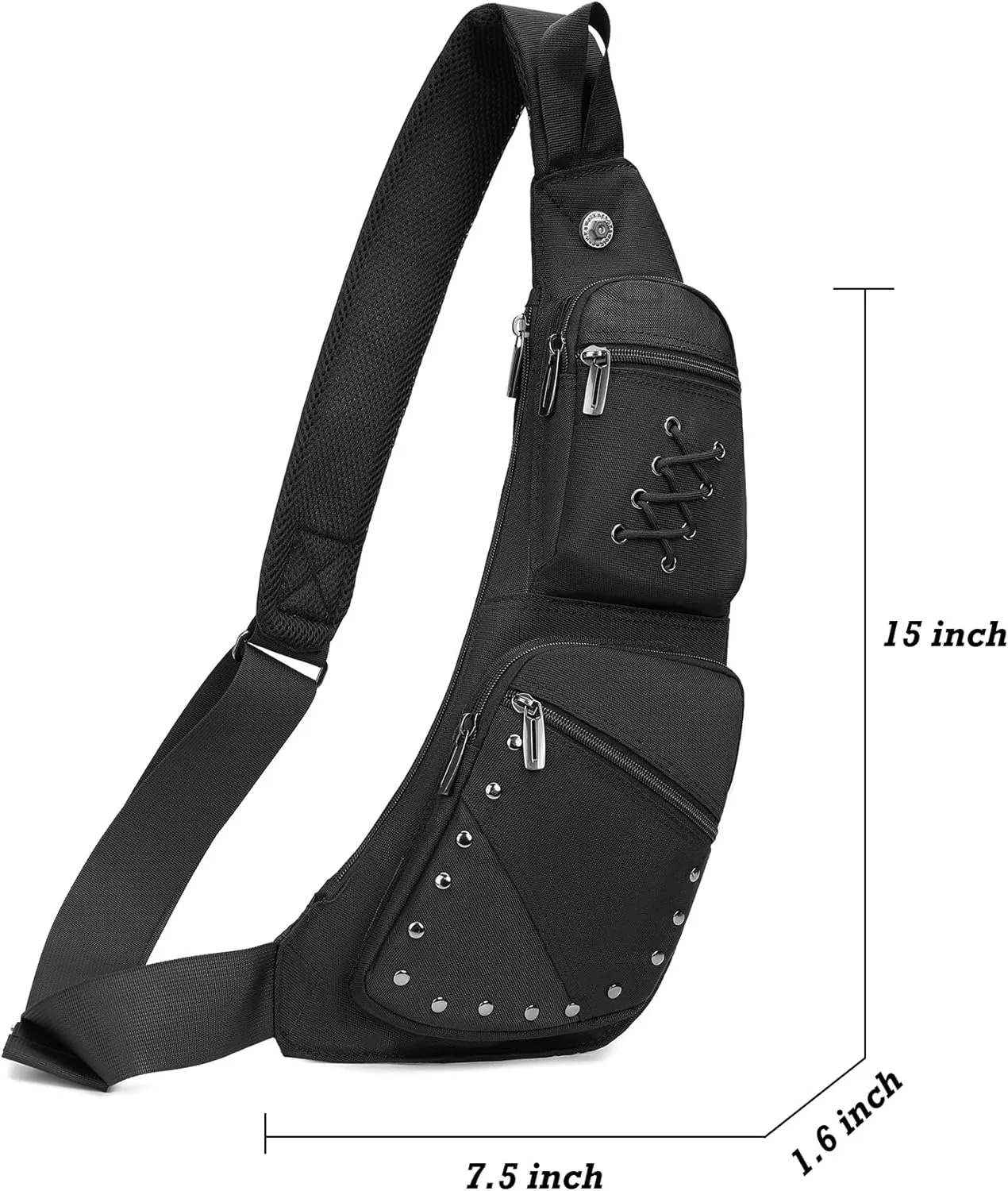 NICGID Sling Bag Chest Shoulder Backpack Crossbody Bags Casual Daypack for Men Women (Black-015)