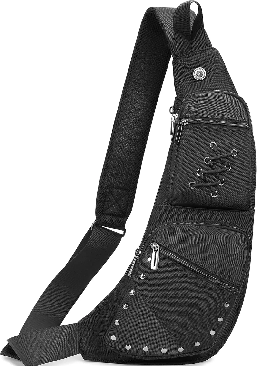 NICGID Sling Bag Chest Shoulder Backpack Crossbody Bags Casual Daypack for Men Women (Black-015)