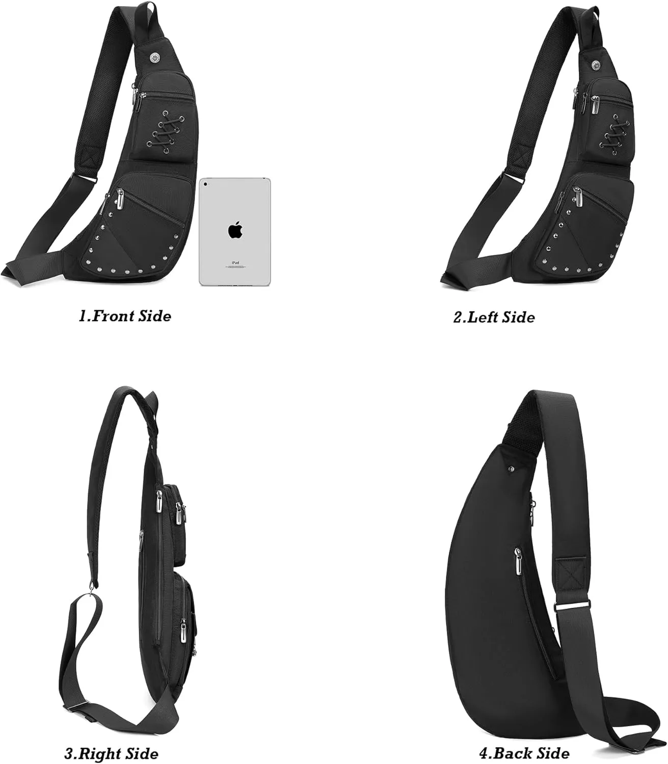 NICGID Sling Bag Chest Shoulder Backpack Crossbody Bags Casual Daypack for Men Women (Black-015)