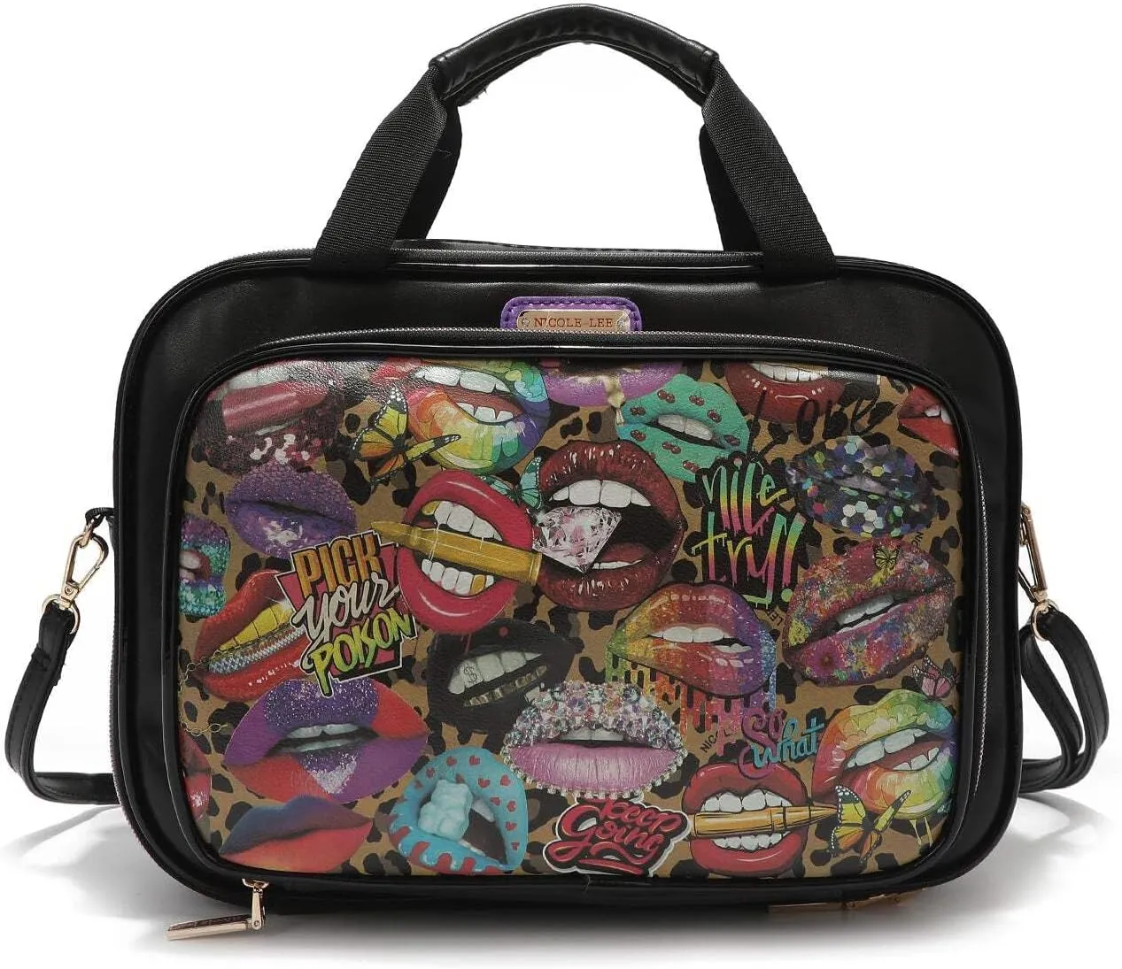 Nicole Lee Cosmetic Makeup Bag for Women - Multi Organization Toiletry Travel Bag with 5 Compartments (All Emotion)