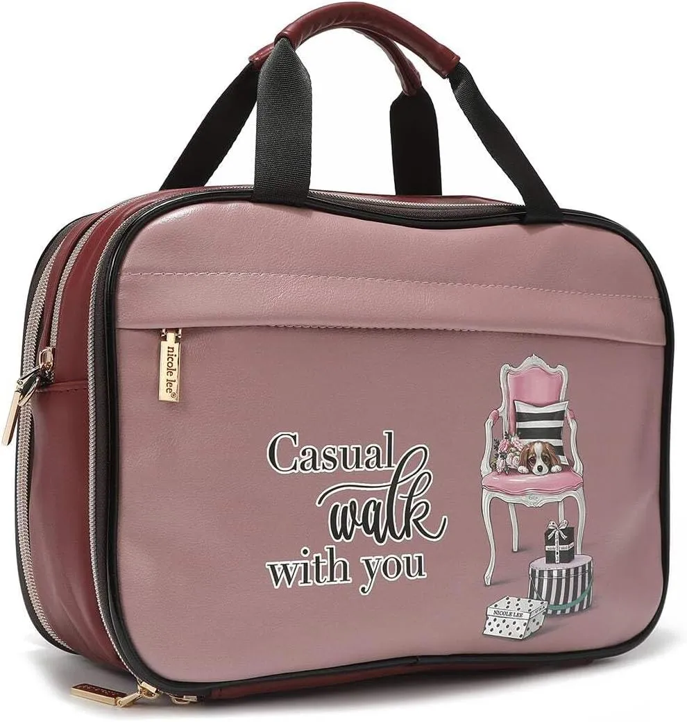 Nicole Lee Cosmetic Makeup Bag for Women - Multi Organization Toiletry Travel Bag with 5 Compartments (Paris Fashion Week)