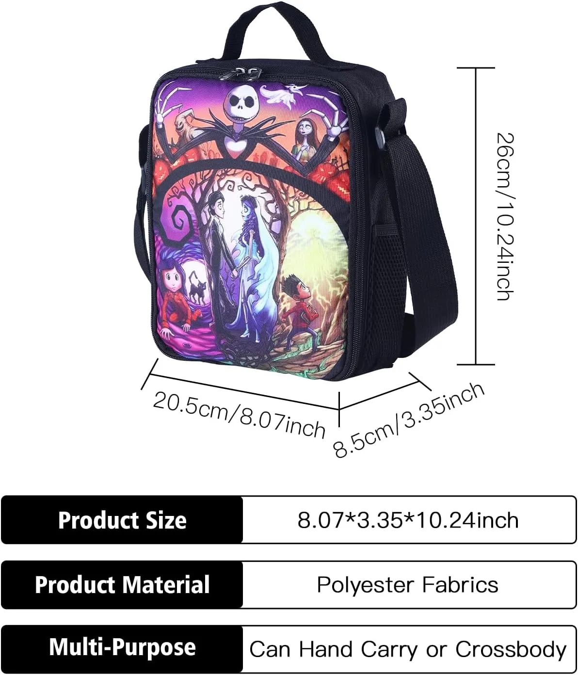 Nightmare Before Christmas Crossbody Bags Jack Skellington Shoulder Bag Jack Sally Wallet Purse Coin Pouch (Bag-SDY C 2503)