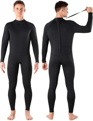Niksa Men Wetsuit 3/2mm, SBR Neoprene Full Wet Suit YKK Back Zip for Surfing Swimming Diving Water Sports