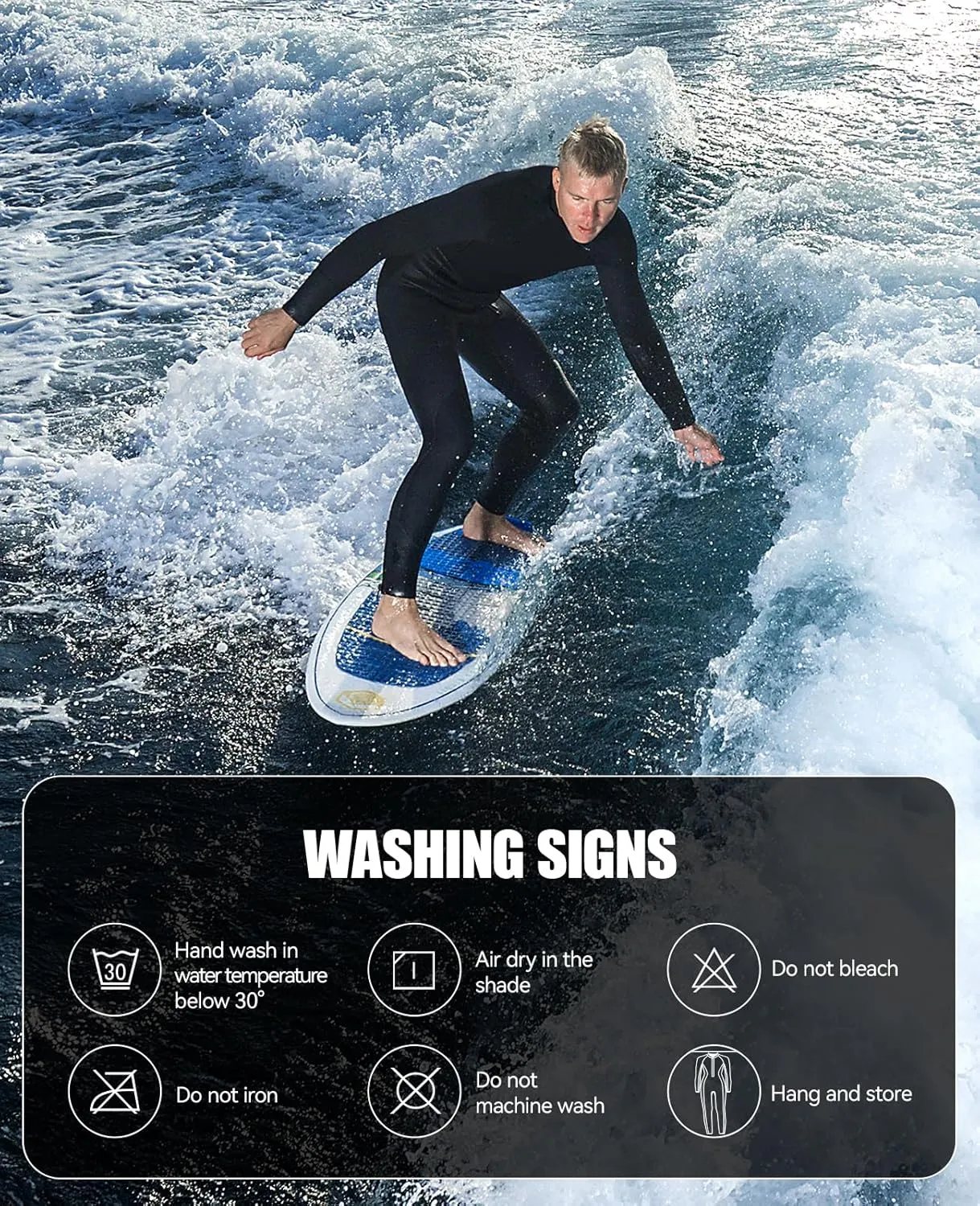 Niksa Men Wetsuit 3/2mm, SBR Neoprene Full Wet Suit YKK Back Zip for Surfing Swimming Diving Water Sports