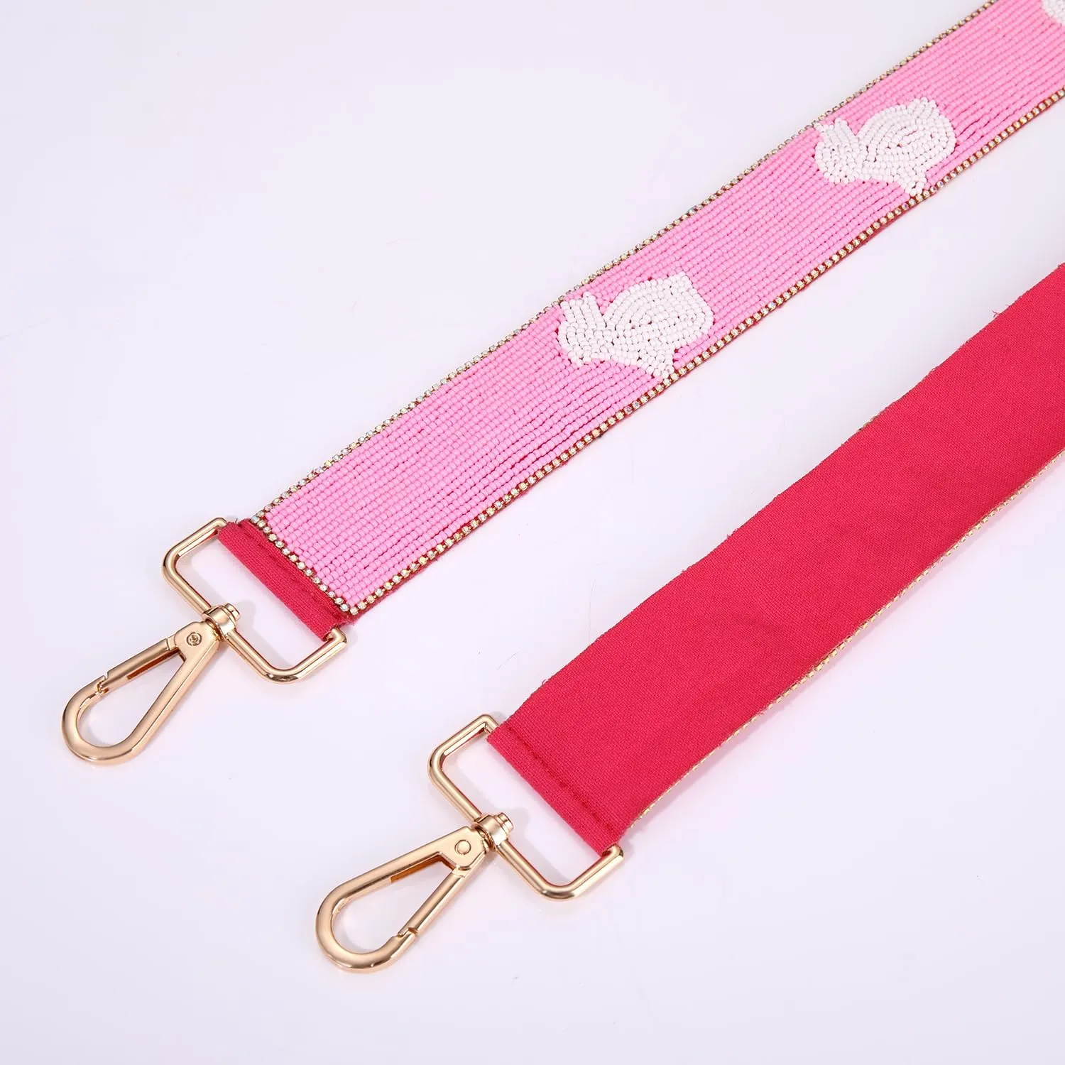 NLCAC Beaded Purse Strap Replacement Crossbody Bag Strap Mardi Gras Valentines Day Holiday Crossbody Strap for Bags