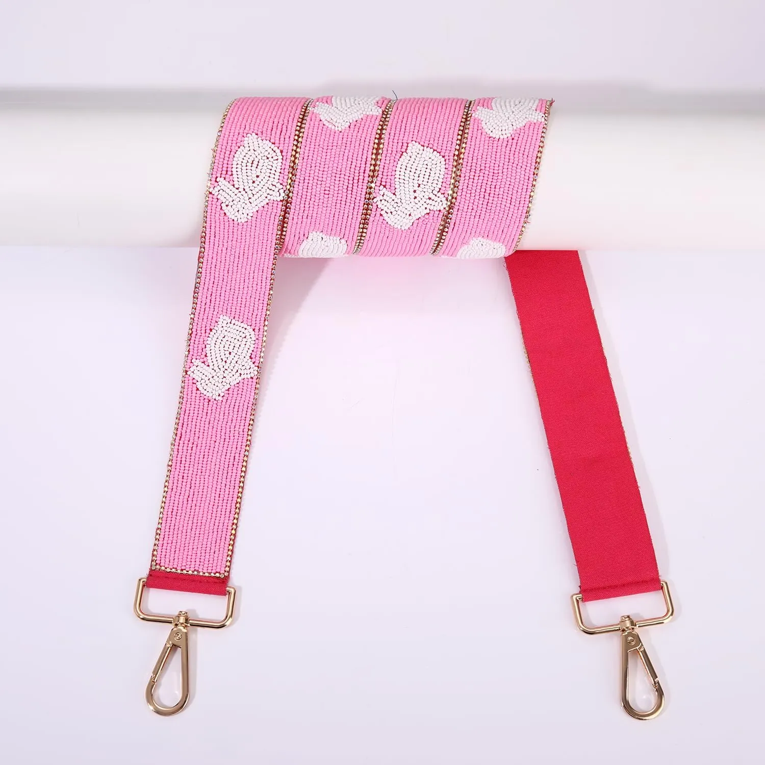 NLCAC Beaded Purse Strap Replacement Crossbody Bag Strap Mardi Gras Valentines Day Holiday Crossbody Strap for Bags