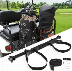 No Drilling Golf Cart Bag Holder Bracket for 2 2 Golf Cart Rear Seat with 1 Inch Square Tube, Universal Golf Bag Attachment Adjustable for EZGO Club Car Yamaha Golf Carts