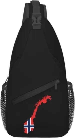 Norway Terrain Map Crossbody Bags For Women Men Chest Backpack Gym Shoulder Bag Travel Outdoor Sports Casual Crossbody Bags