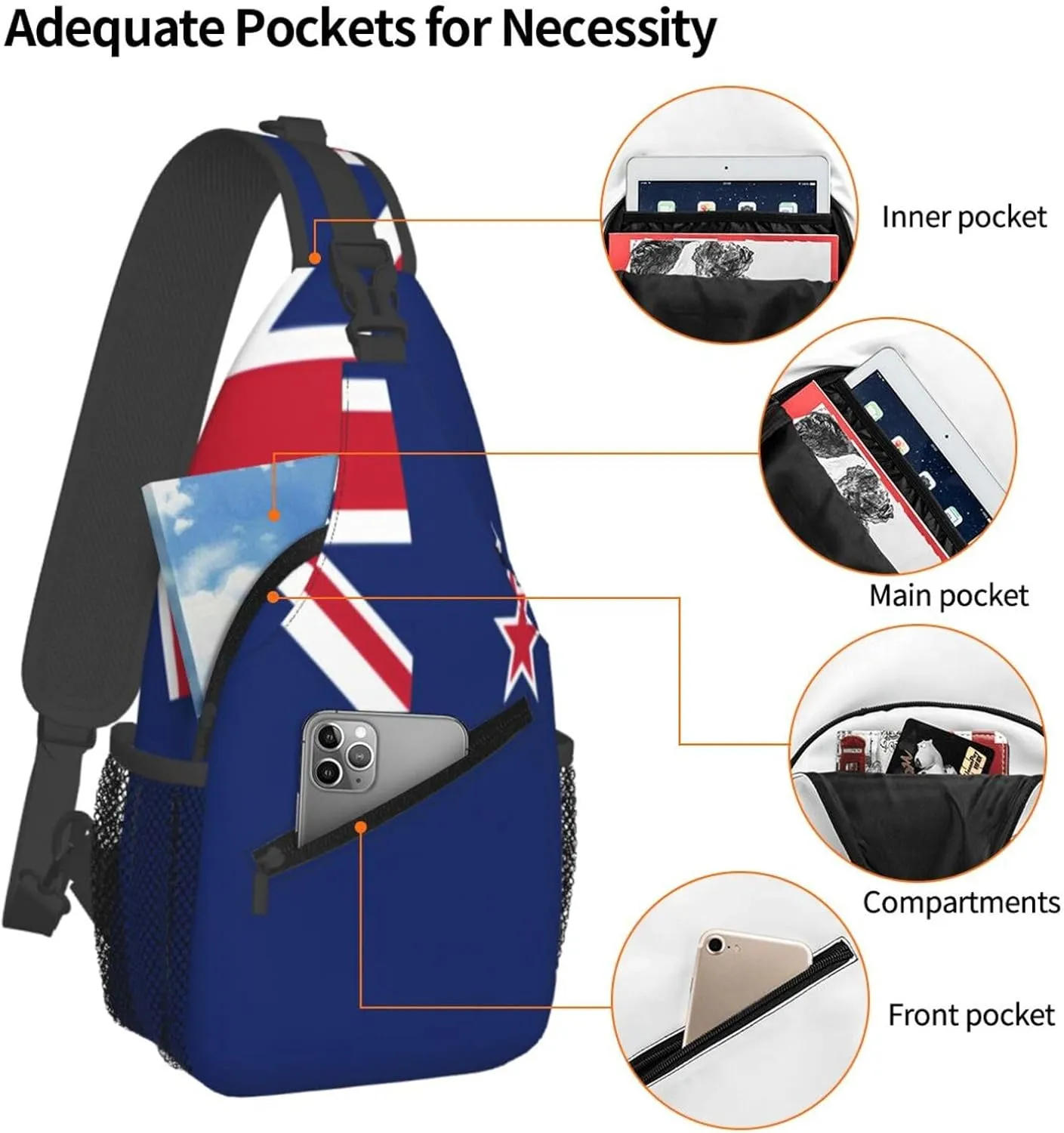 Norwegian flag Men's And Women's Small Crossbody Bags Chest Bags Daily Bags Are Suitable For Outdoor Hiking Trips