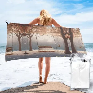 Now Falling in The Park Premium Compact Microfiber Travel Towel-Featherlight & Quick Dry,Sand-Resistant Beach Towel for Swimming,Camping,Vacation Essentials with Carry Pouch