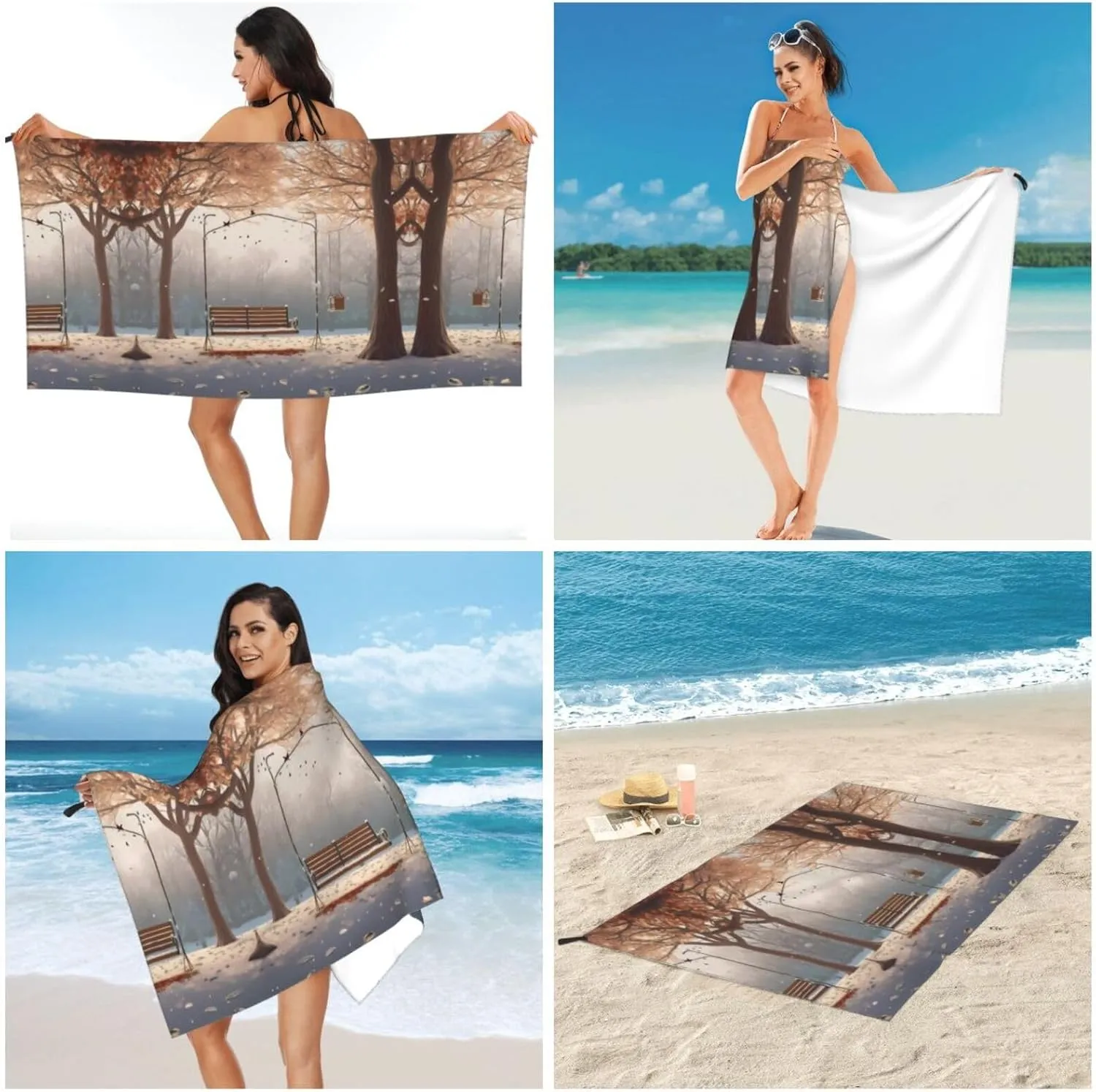 Now Falling in The Park Premium Compact Microfiber Travel Towel-Featherlight & Quick Dry,Sand-Resistant Beach Towel for Swimming,Camping,Vacation Essentials with Carry Pouch