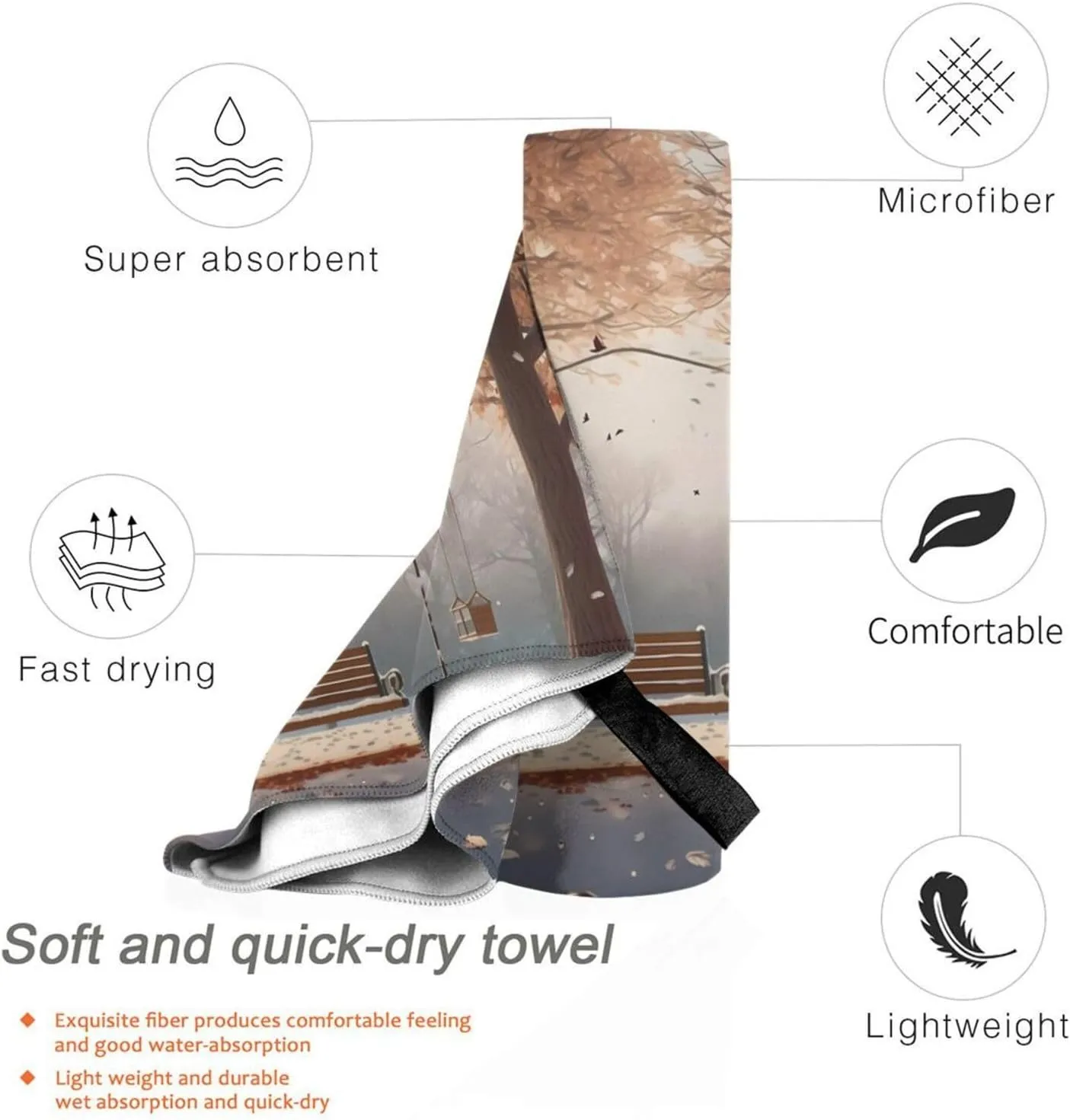 Now Falling in The Park Premium Compact Microfiber Travel Towel-Featherlight & Quick Dry,Sand-Resistant Beach Towel for Swimming,Camping,Vacation Essentials with Carry Pouch