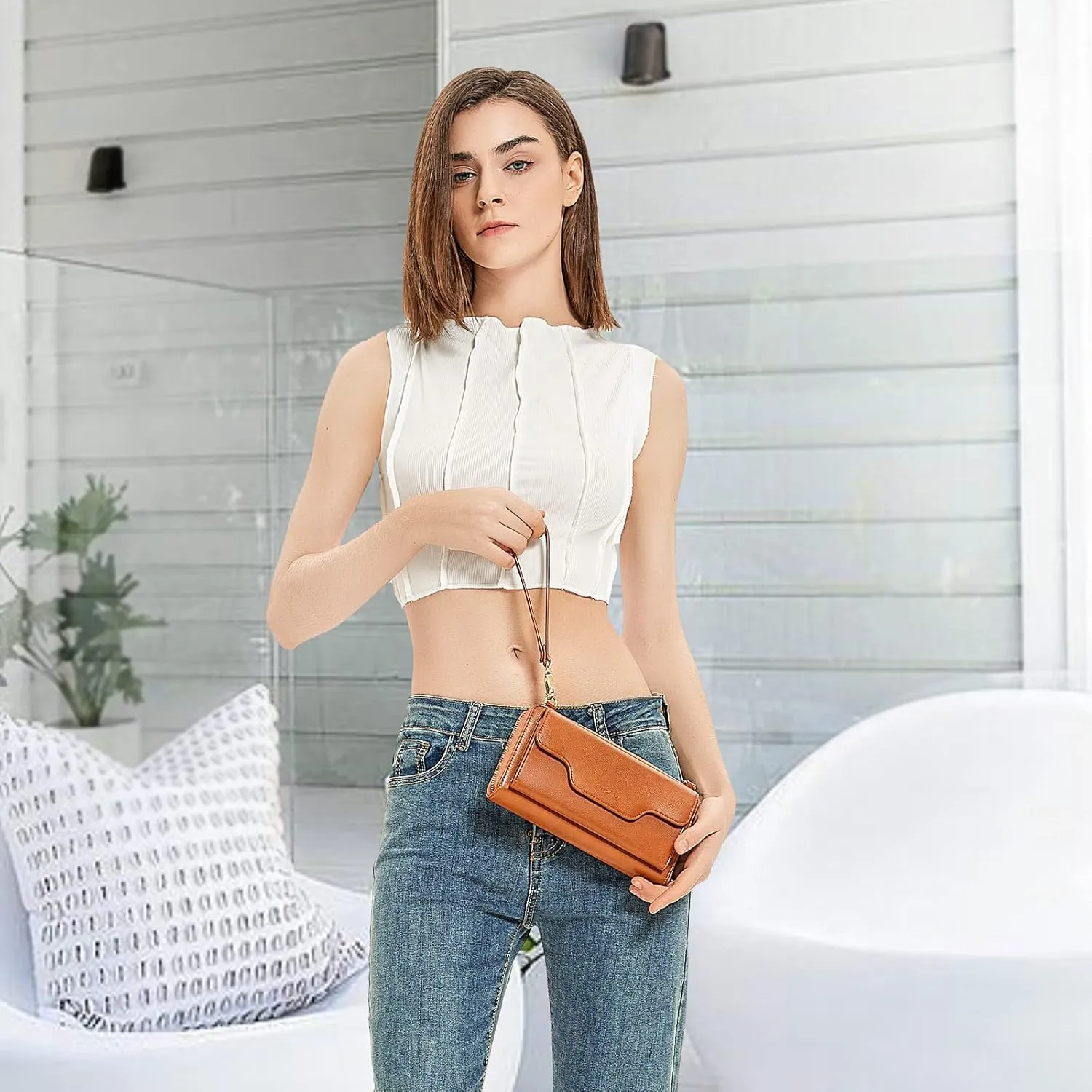 nuoku Women's Small Crossbody Shoulder Bags, Clutch Purses Wristlet Phone Wallet for Women with Credit Card Holder