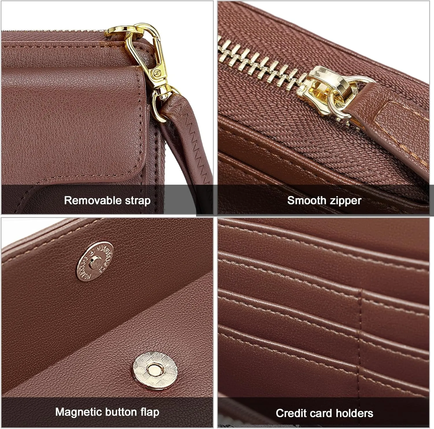 nuoku Women's Small Crossbody Shoulder Bags, Clutch Purses Wristlet Phone Wallet for Women with Credit Card Holder