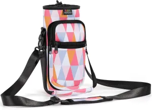 Nuovoware Water Bottle Carrier Bag,25oz/40oz/64oz Bottle Pouch Holder,Adjustable Shoulder Hand Strap 2 Pocket Sling Neoprene Sleeve Sports Accessories for Hiking Travelling Camping